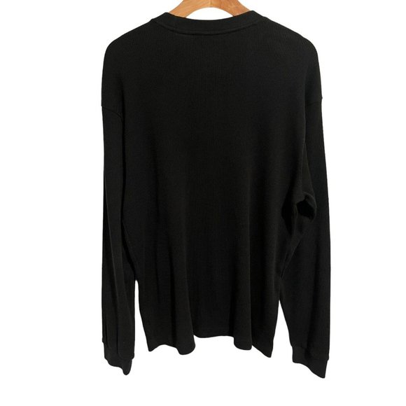 (SOLD)Gap Sweatshirt Top Henley Crew Neck Mens Large Long Sleeve Black Sweater - Picture 6 of 7